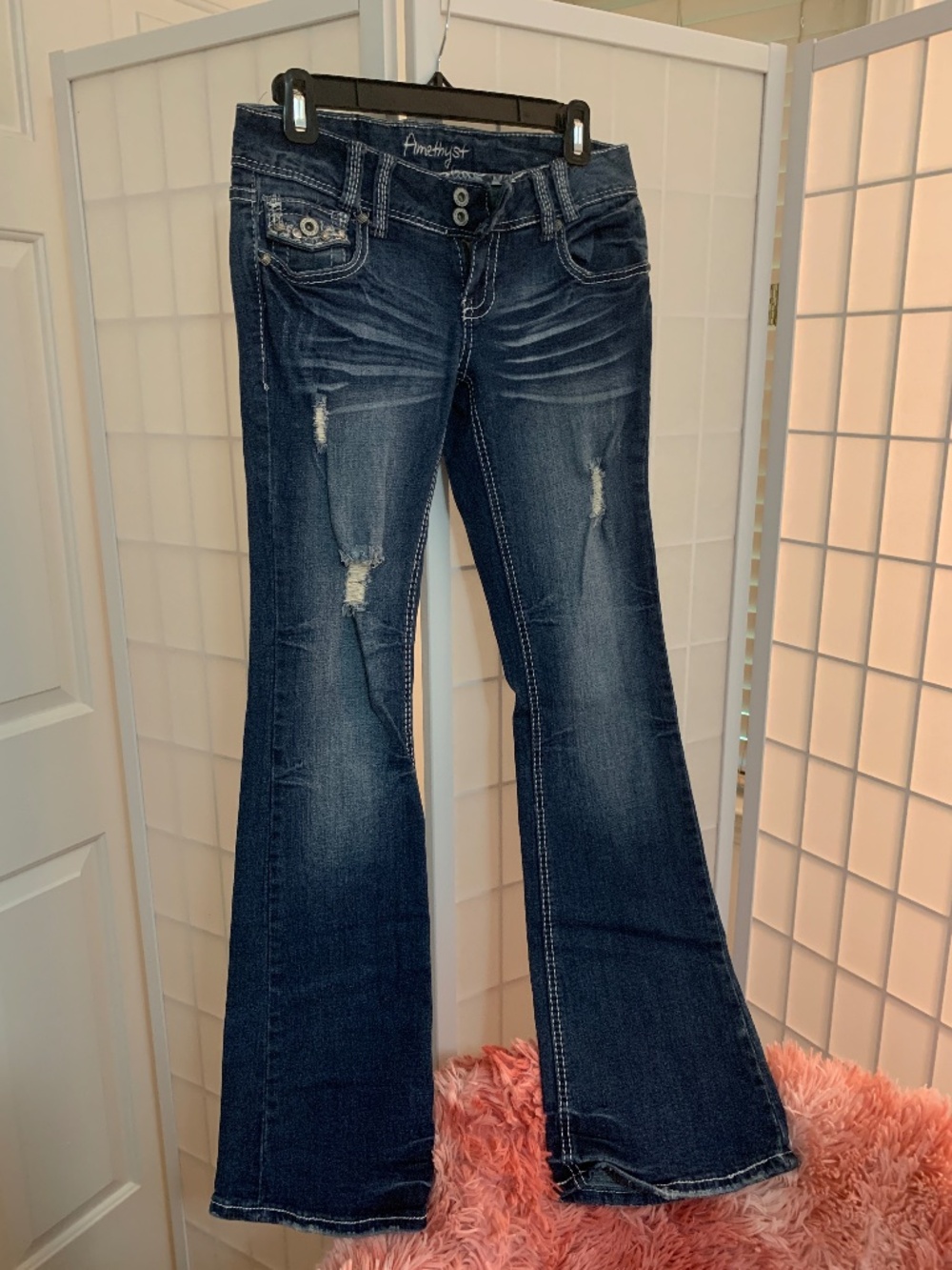 AMETHYST Denim Jeans Embellished 2000's Boot Cut